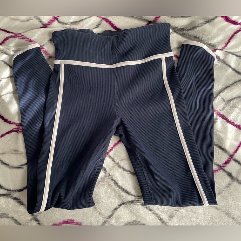 GAP Blue and White Leggings with Side Stripe
